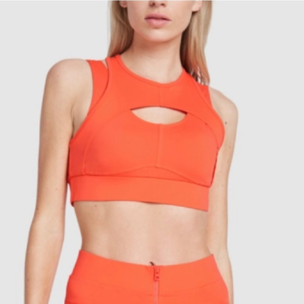Adidas by Stella McCartney Orange Cutout High-Neck Sports Bra